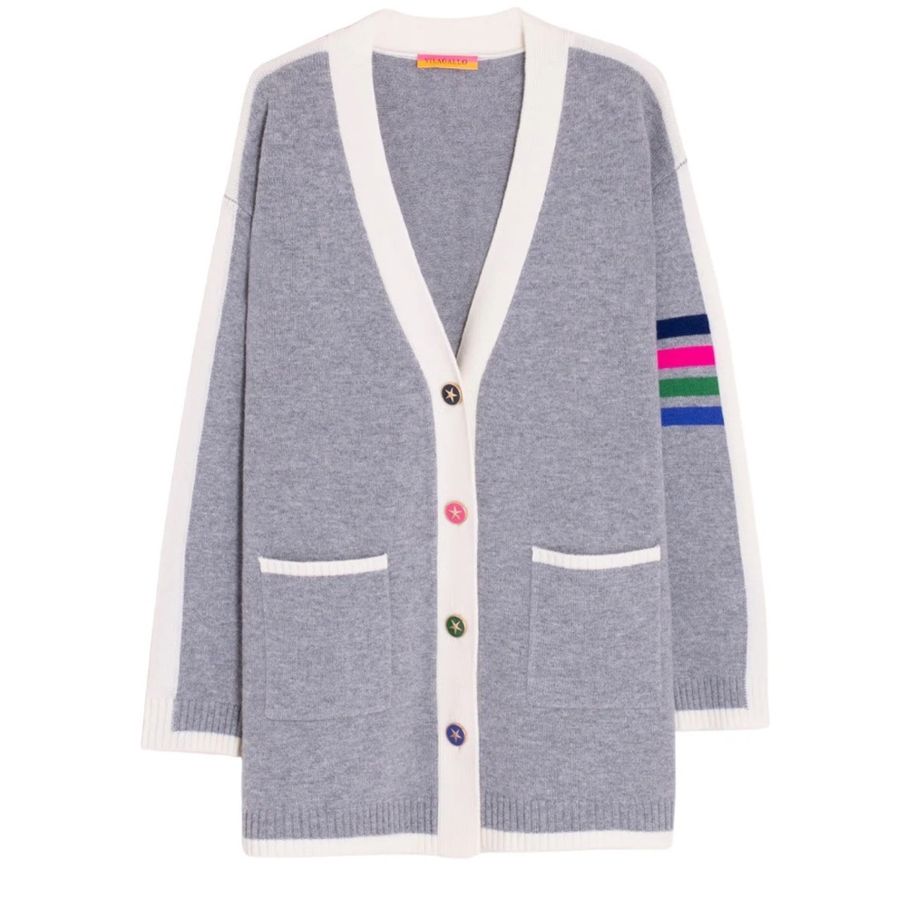 Vilagallo Cardigan Sweater 4 Stripes Size M‎